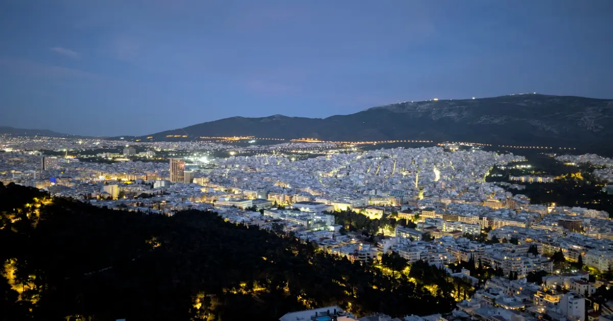 Apus de soare peste Atena Apus de soare asupra Atenei de la Dealul Lycabettus