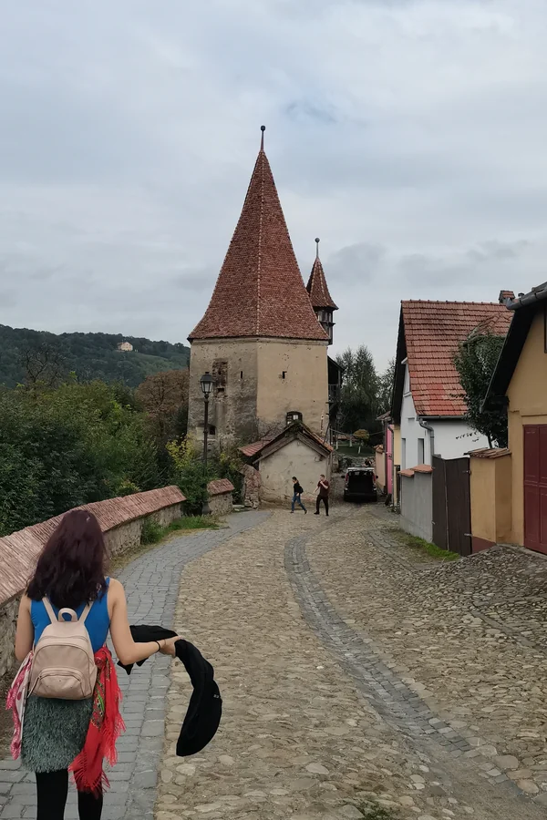 Claudia pe zidul panoramic din Sighișoara